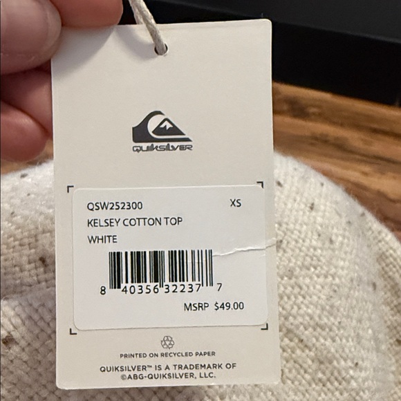 Women’s Quicksilver Kelsey Cotton Top Shirt Blouse Tie Front White Off White NWT - Picture 2 of 2